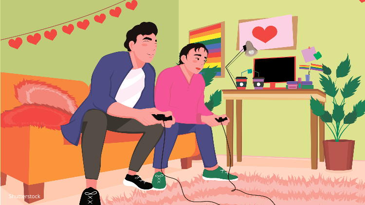 Two people playing video games